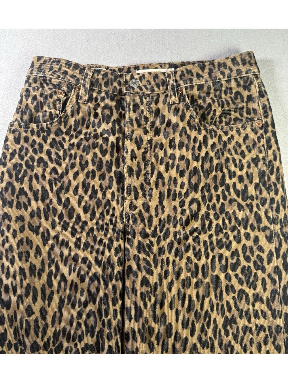Levi's Premium Ribcage Straight Corduroy Pants Leopard Animal Print W30 L27